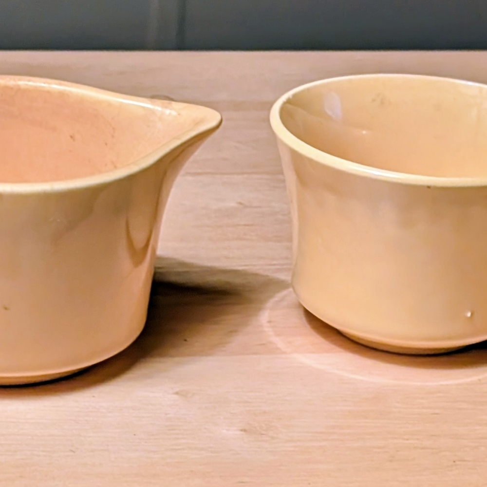 Vintage Collectible MCM Cream Ceramic Creamer and Sugar Set